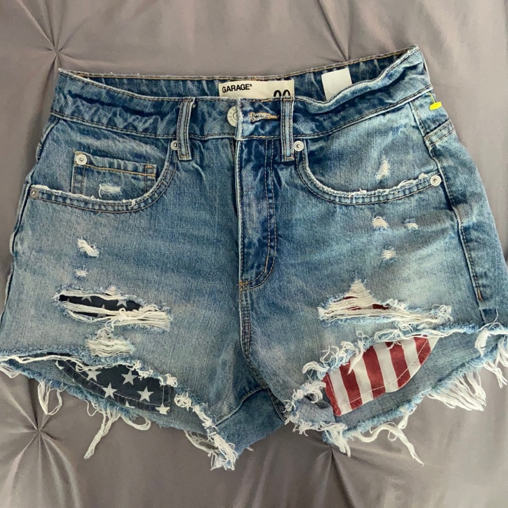 COPY - Garage Brand American Flag Denim Shorts